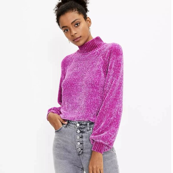 LOFT Chenille Turtleneck Sweater - Red - Picture 4 of 5